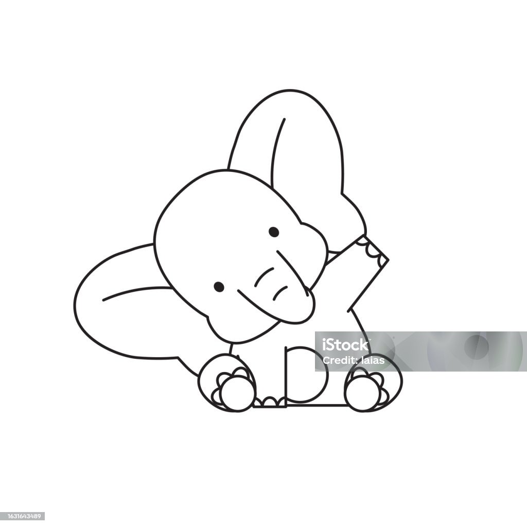 Cartoon Cute Baby Elephant Sitting Isolated On White Background African cartoon-cute-baby-elephant-sitting-isolated-on-white-background-african