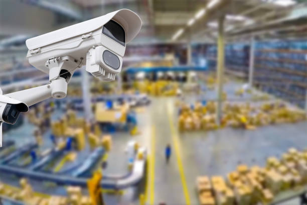 istock CCTV Camera or surveillance operating inside industrial factory. 1631647421