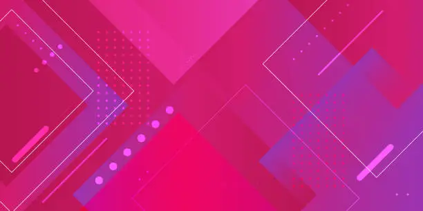 Vector illustration of Modern blue, pink and purple gradient geometric shape square design on abstract  background