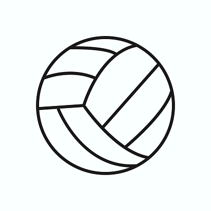 Volleyball ball thin line icon. Linear vector illustration. Isolated on white background.Sports branch girls and boys on the beach, professionally performed sport ball.