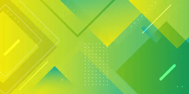 Vector illustration of Moderngreen and yellow gradient geometric shape square design on abstract background