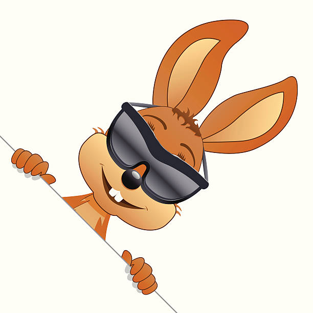 easter bunny with black sun glasses vector art illustration