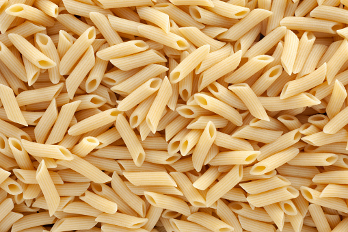 Top view of boiled macaroni pasta