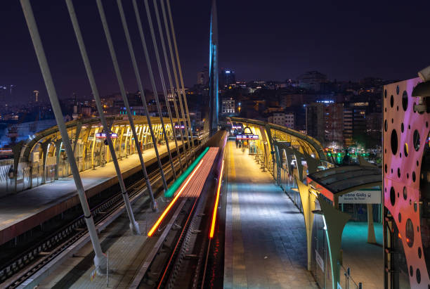 istock Golden Horn Bridge Subway Station at Night 1631690968