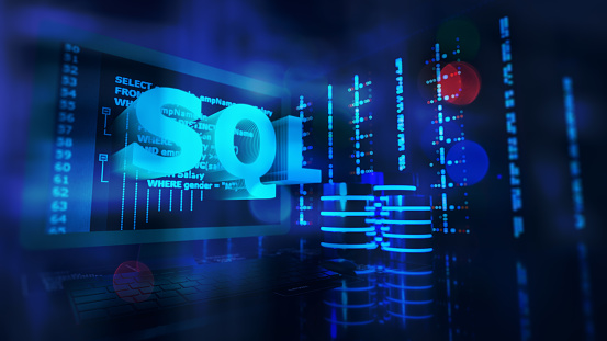 Sql Word And Sql Statements Code On A Computer Monitor With Databases ...