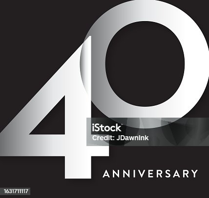 istock 40 Year Anniversary square label geometric typography design in silver 1631711117