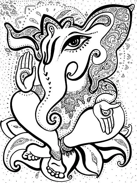 Vector illustration of Ganesha Hand drawn illustration.