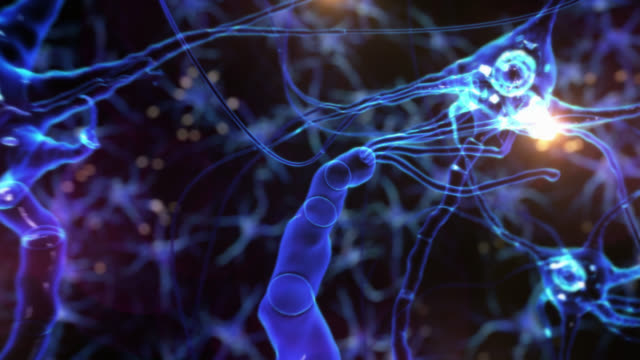 Journey through neuron cells. Synapse. Network. Tecno Blue. Loopable. Brain.