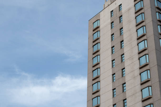 Low angle vision of modern architecture on sunny days