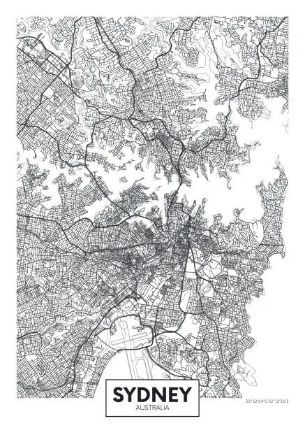 Vector illustration of City map Sydney, urban planning travel vector poster design