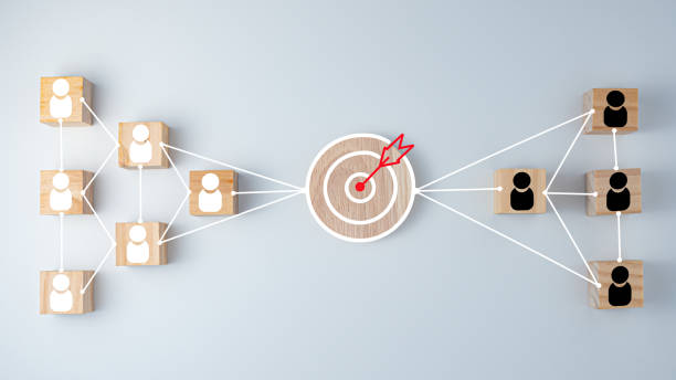 istock wooden block which prints a target icon connection linkage with human icon on white background. Business goals and objectives concept. business competition. customer focus target group and customer relation management concept. 1631729456