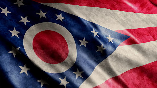 Ohio State Grunge Flag (USA) , High Quality Grunge Flag Image