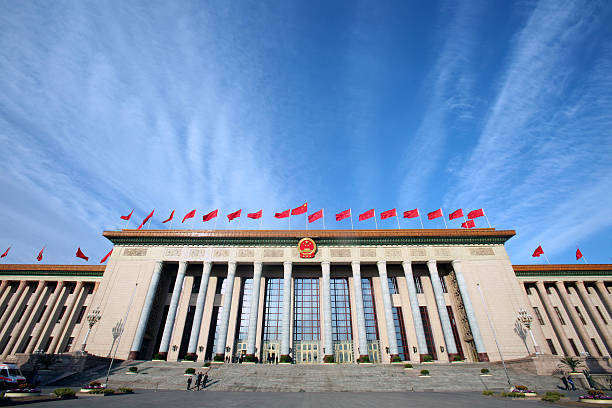 Chinese Government Building in Beijing Great Hall of the People (Chinese Parliament), Tiananmen Square in Beijing, China neo classical photos stock pictures, royalty-free photos & images