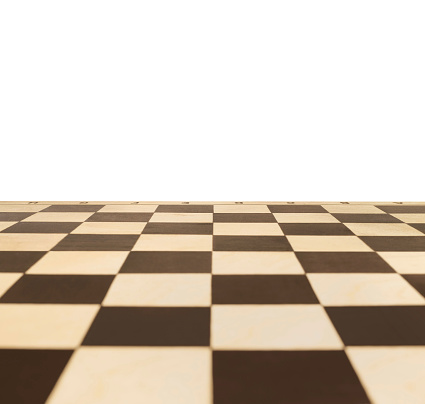 Chessboard in perspective with a blank area for text