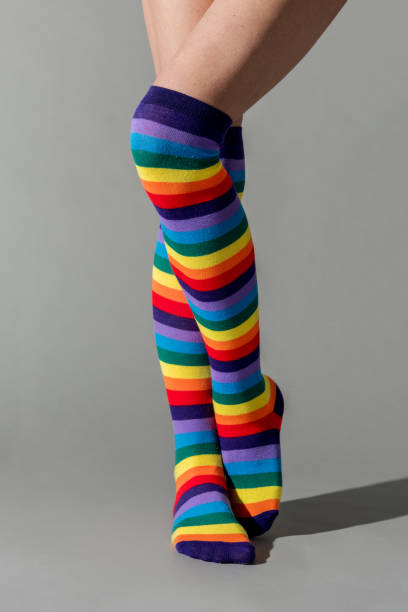 istock Unrecognizable female model in multicolored socks 1631774638