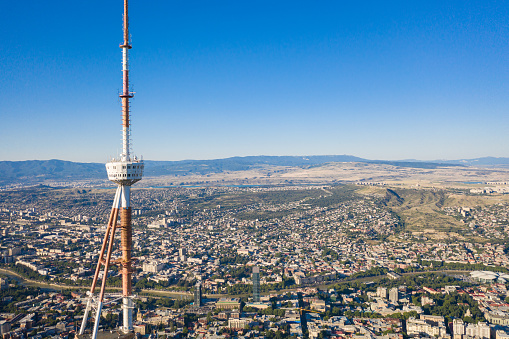 Aerial view of Tbilisi TV Tower, Georgia