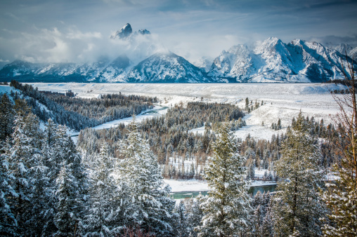 The Grand Tetons and the Snake River in Winter, Grand Teton National Park, Wyoming