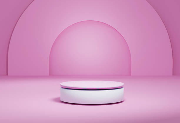 Platform for product presentation, interior of a minimalist shop window. 3d Render.
