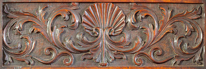 Annecy -  The carved baroque floral relief in the church Eglise Saint Maurice.