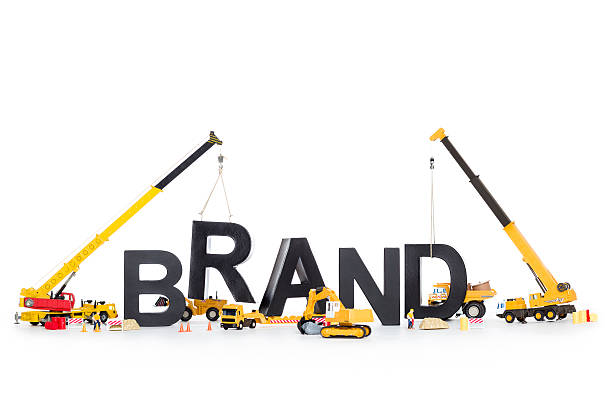 istock Brand start up: Machines building brand-word. 163179102