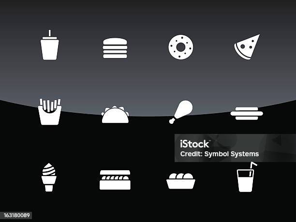 Fast Food Icônes De Style Verre Vecteurs libres de droits et plus d'images vectorielles de Soda avec une boule de glace - Soda avec une boule de glace, Alcool, Aliment