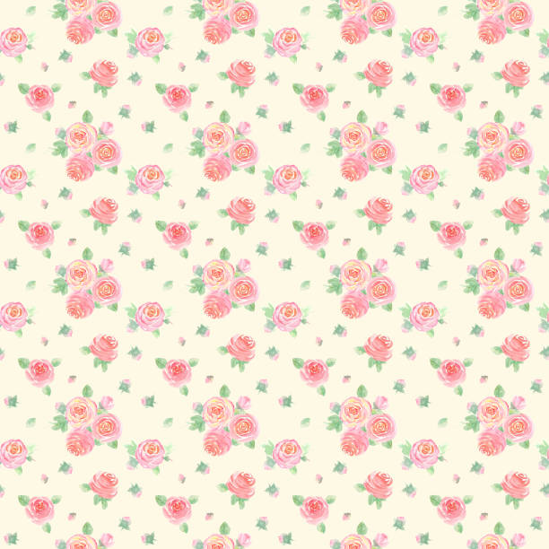 Watercolor roses flowers. Beautiful floral seamless pattern. vector art illustration