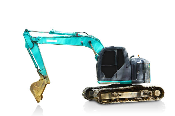 Detail of Yellow Bulldozer with sky in background\