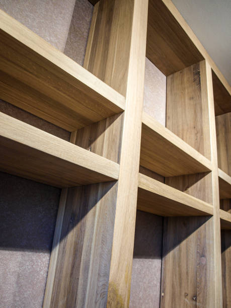 istock Oak empty shelving fragment of the structure. 1631848018