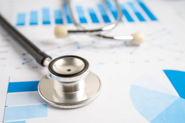 istock Stethoscope on graph paper, Finance, Account, Statistics, Investment, Analytic research data economy and Business company concept. 1631857048
