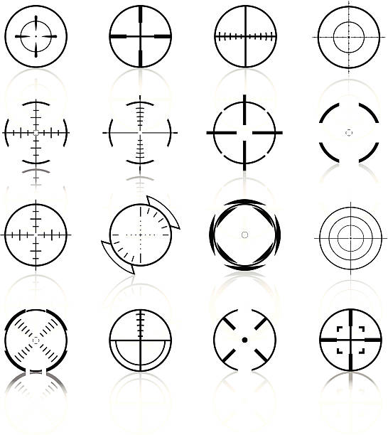 kursory krzyżykowe set3-czarny seria - crosshair gun rifle sight aiming stock illustrations