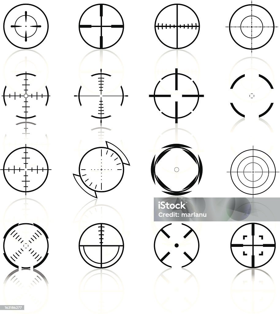 Crosshairs Set3 - Black Series Different tipes of Crosshairs Rifle Sight stock vector
