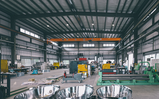 Inside factory area.
Industrial empty warehouse