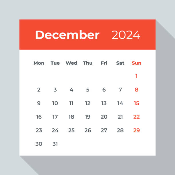 dezember 2024 - kalenderblatt. vektor-illustration - dezember stock-grafiken, -clipart, -cartoons und -symbole