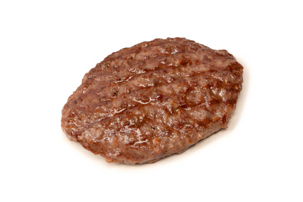 istock Cutlet with a minced beef isolated on a white background. 1631923316