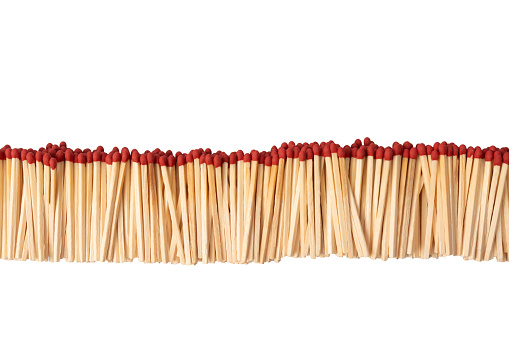 Boxes with new matchsticks isolated on a background. Top view.