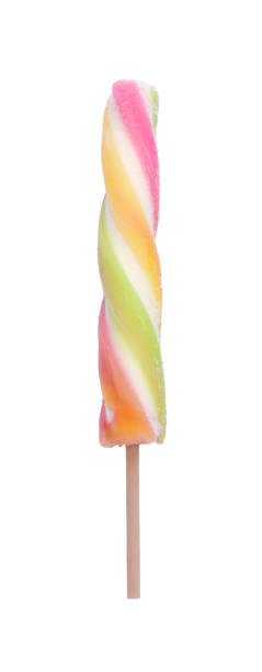 istock Delicious ice pop on white background, top view. Fruit popsicle 1631951464