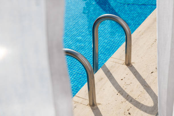 Stairs of the empty swimming pool