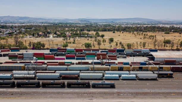 istock Aerial view of freight trains 1631964917