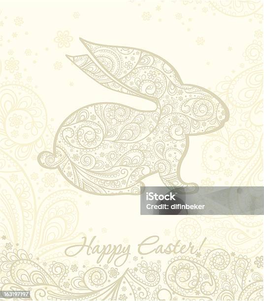 Ilustración de Tarjeta Elegante Con El Conejo De Pascua y más Vectores Libres de Derechos de Amor - Sentimiento - Amor - Sentimiento, Anticuado, Borde