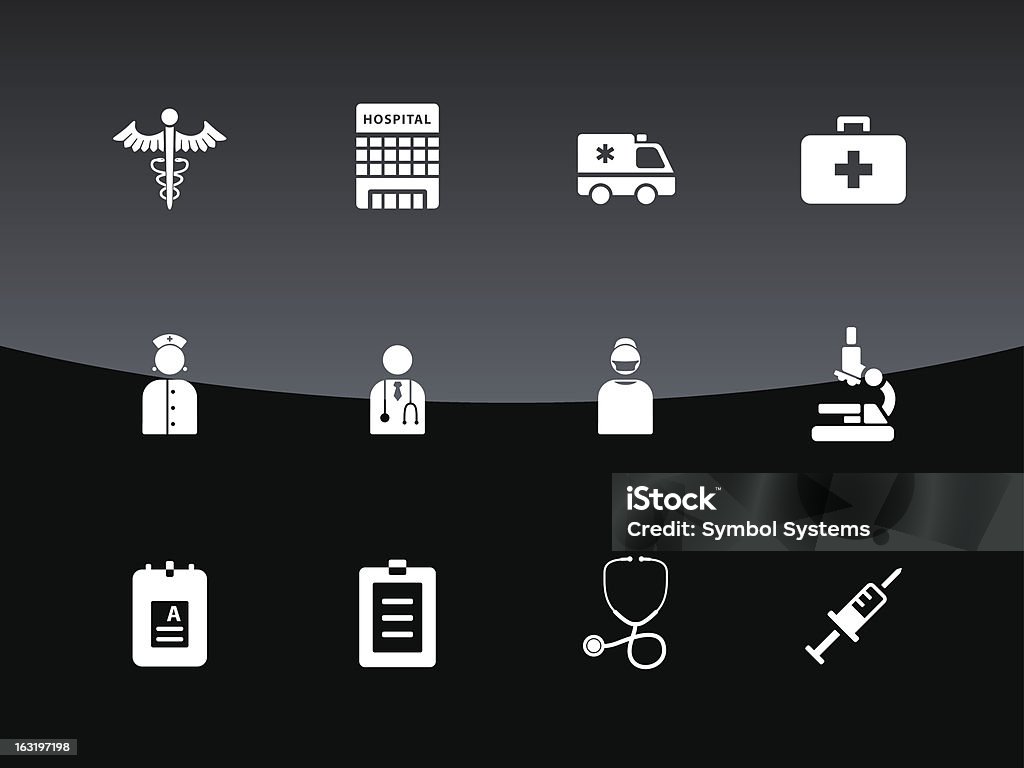 Hospital iconos de estilo de vidrio - arte vectorial de Accidentes y desastres libre de derechos