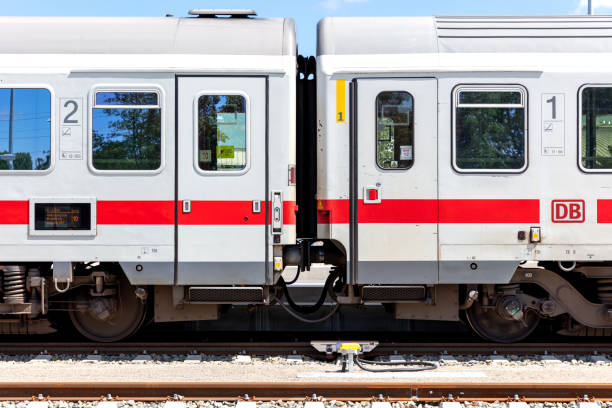 Rostock, Germany - June 14, 2020: coupled second and first class coaches of DB Intercity train