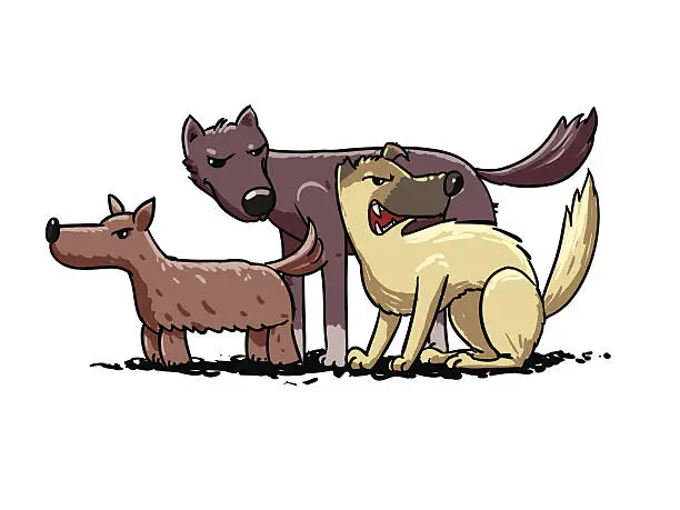 Vector illustration of street dogs pack. vector illustration