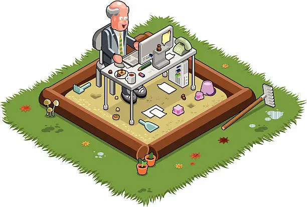 Vector illustration of Working in a sandbox (vector)