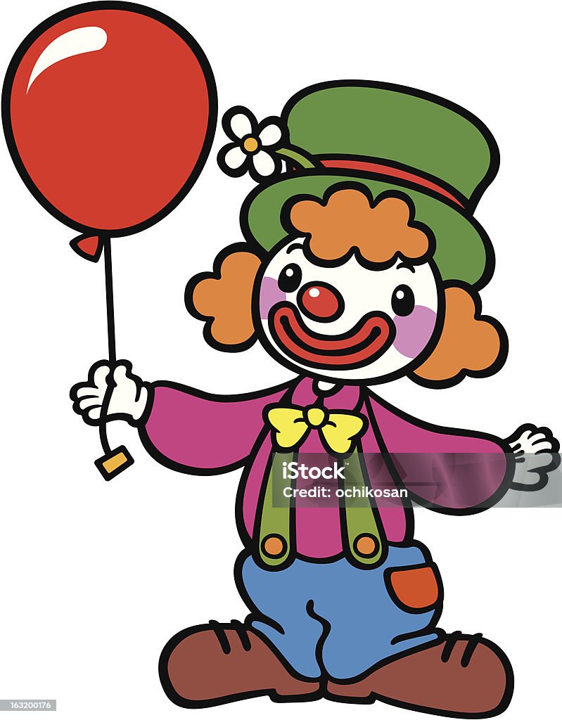 Clown with balloon Clown with red balloon. Adult stock vector