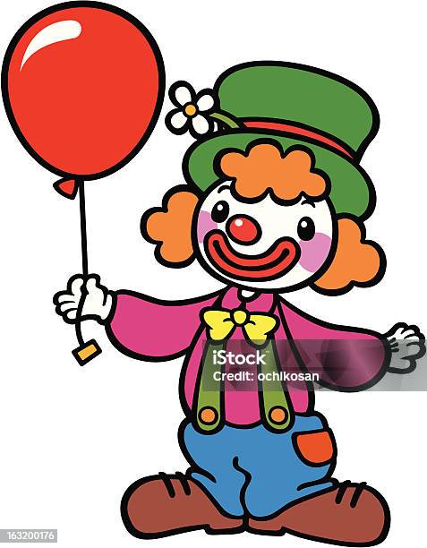 Clown With Balloon Stock Illustration - Download Image Now - Adult, Balloon, Cartoon