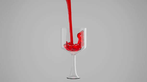 Pour red wine into the glass