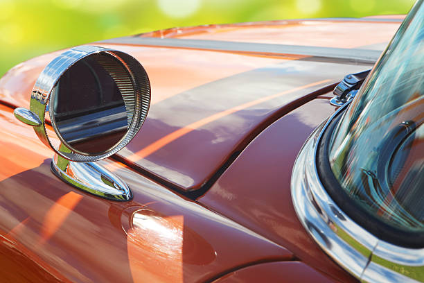 istock Rear-view mirror of retro car 163201859
