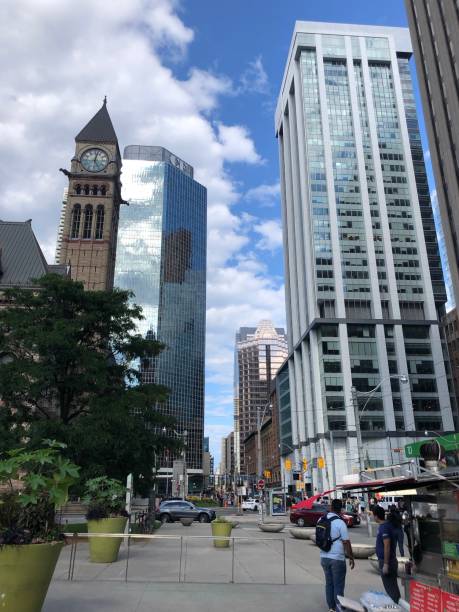 istock Into the street in Toronto, with skyscrapers 1632028103