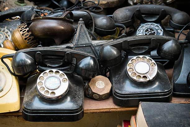 1920s telephones old telephones at antique market, shanghai china. bakelite stock pictures, royalty-free photos & images