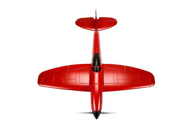 Very Hi-Resolution, Top View Red RC Plane on a white background.